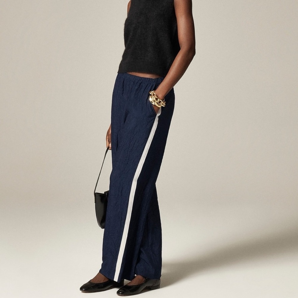 J. Crew Navy Blue Pants with White Stripe